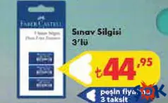 FABER-CASTELL SINAV SİLGİSİ 3'LÜ indirimli fiyat FABER-CASTELL SINAV SİLGİSİ 3'LÜ fiyat ve kampanya bilgisi